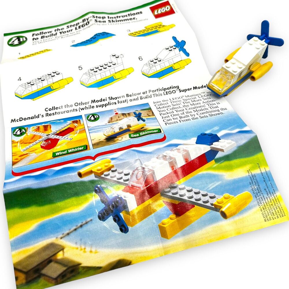 Vintage 1980s McDonalds Happy Meal LEGO Basic: Sea Skimmer (1649) With Guide